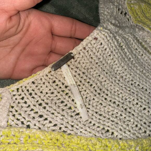 Free People Distressed Lime green/yellow Sweater Women's Size Small - Picture 2 of 8